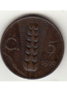1919 5 Centesimi BB+ Spiga Vittorio Emanuele III